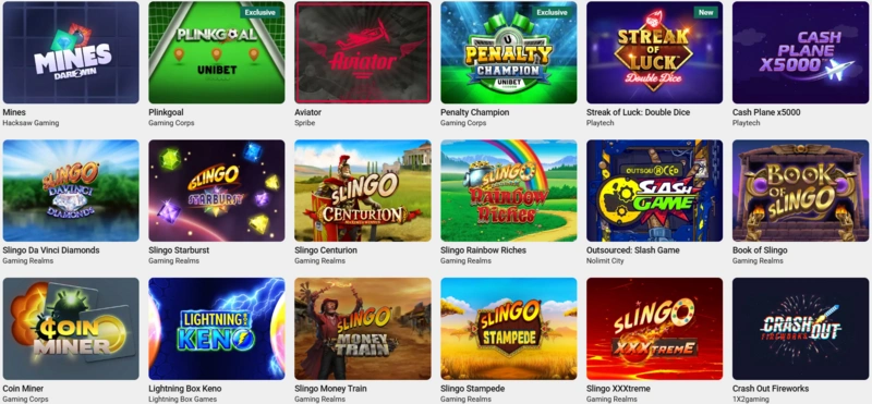 Unibet Casino Játékok